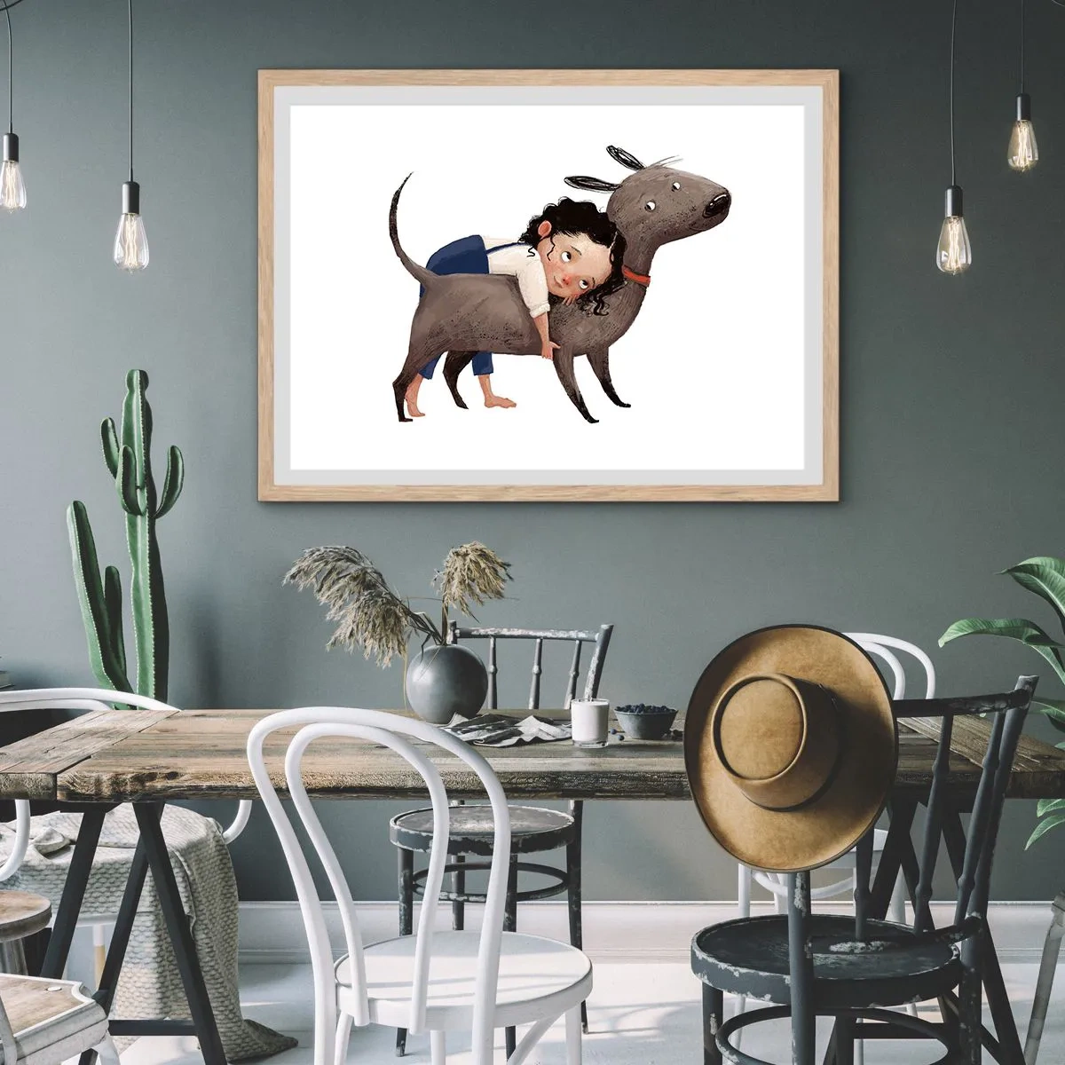 Plagát v ráme zo svetlého duba - Najlepší priatelia - 100x70 cm
