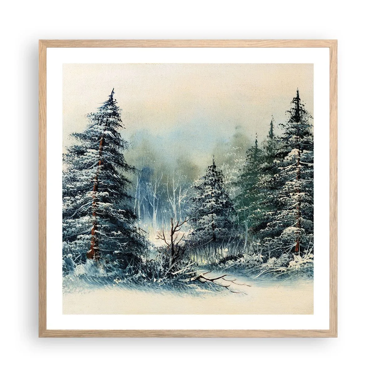 Plagát v ráme zo svetlého duba - Pripravenie na Vianoce - 60x60 cm
