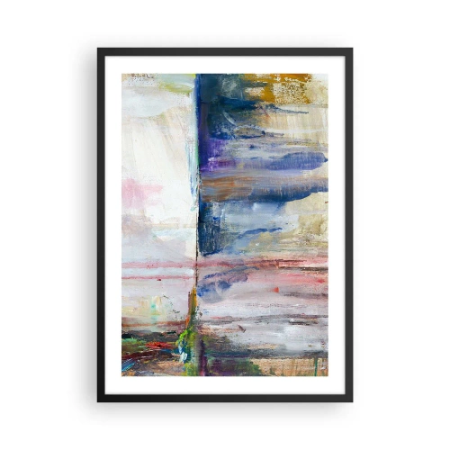 Plagát v čiernom ráme - Abstraktná kompozícia v odtieňoch modrej, béžovej a ružovej. - 50x70cm - Farebné dojmy a asociácie - Moderná nástenná dekorácia do obývacej izby a spálne ARTTOR