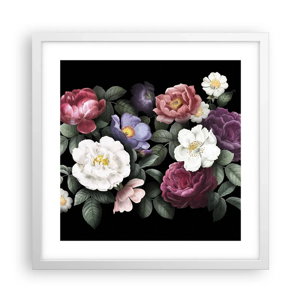 Plagát v bielom ráme - Z anglickej záhrady - 40x40 cm