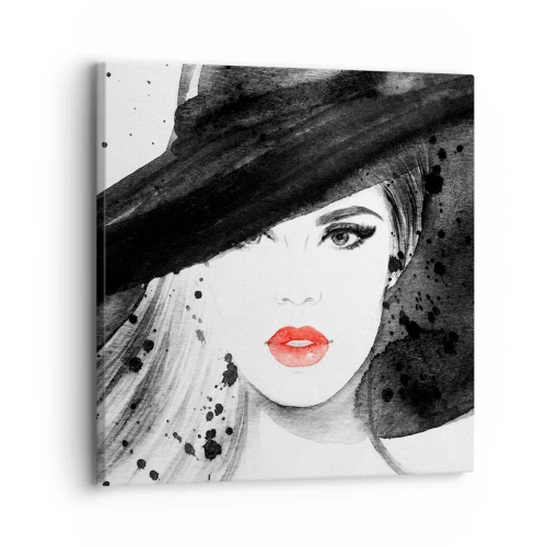 Obraz na plátne - Dáma v čiernom - 30x30 cm