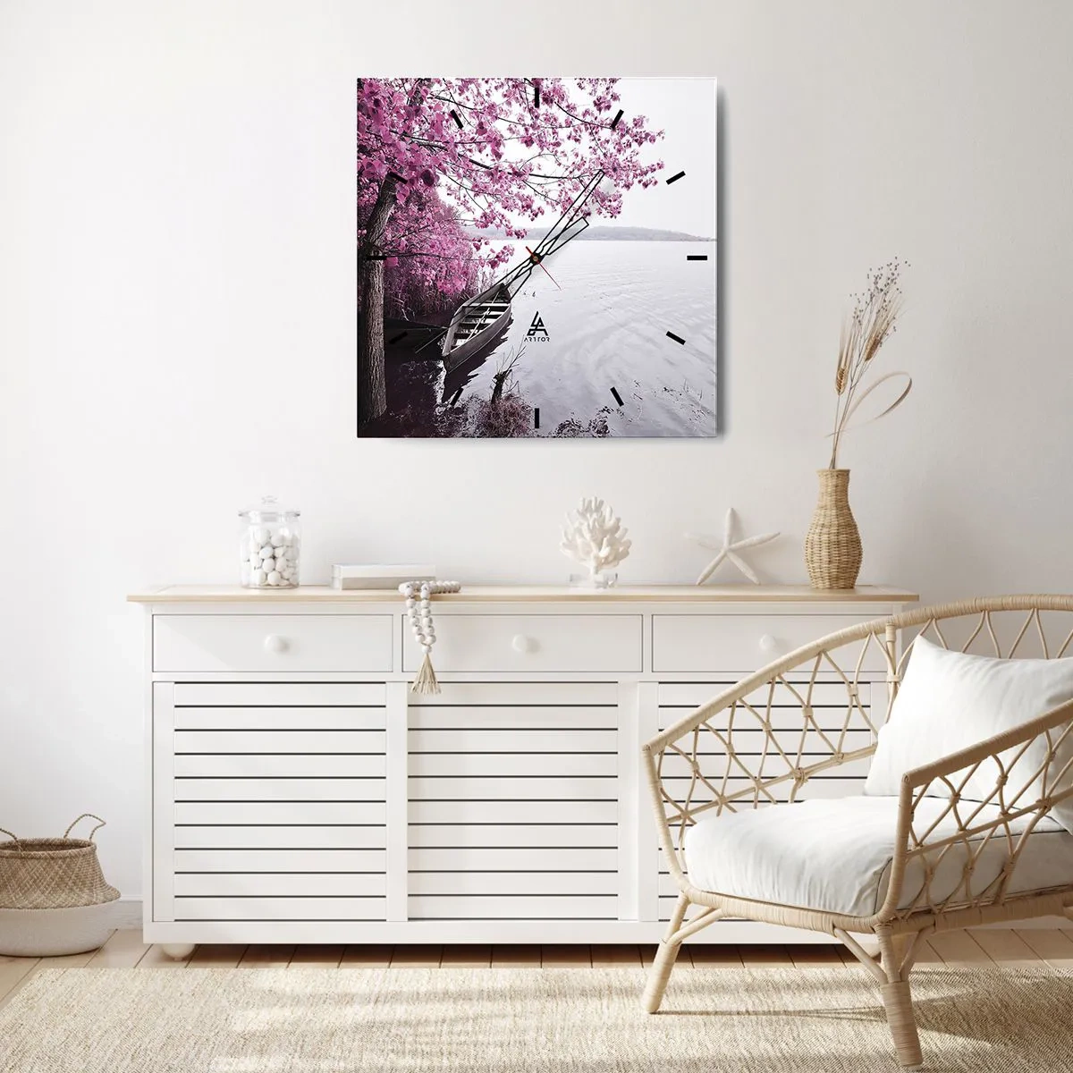 Nástenné hodiny - V ružovom tichu - 30x30 cm