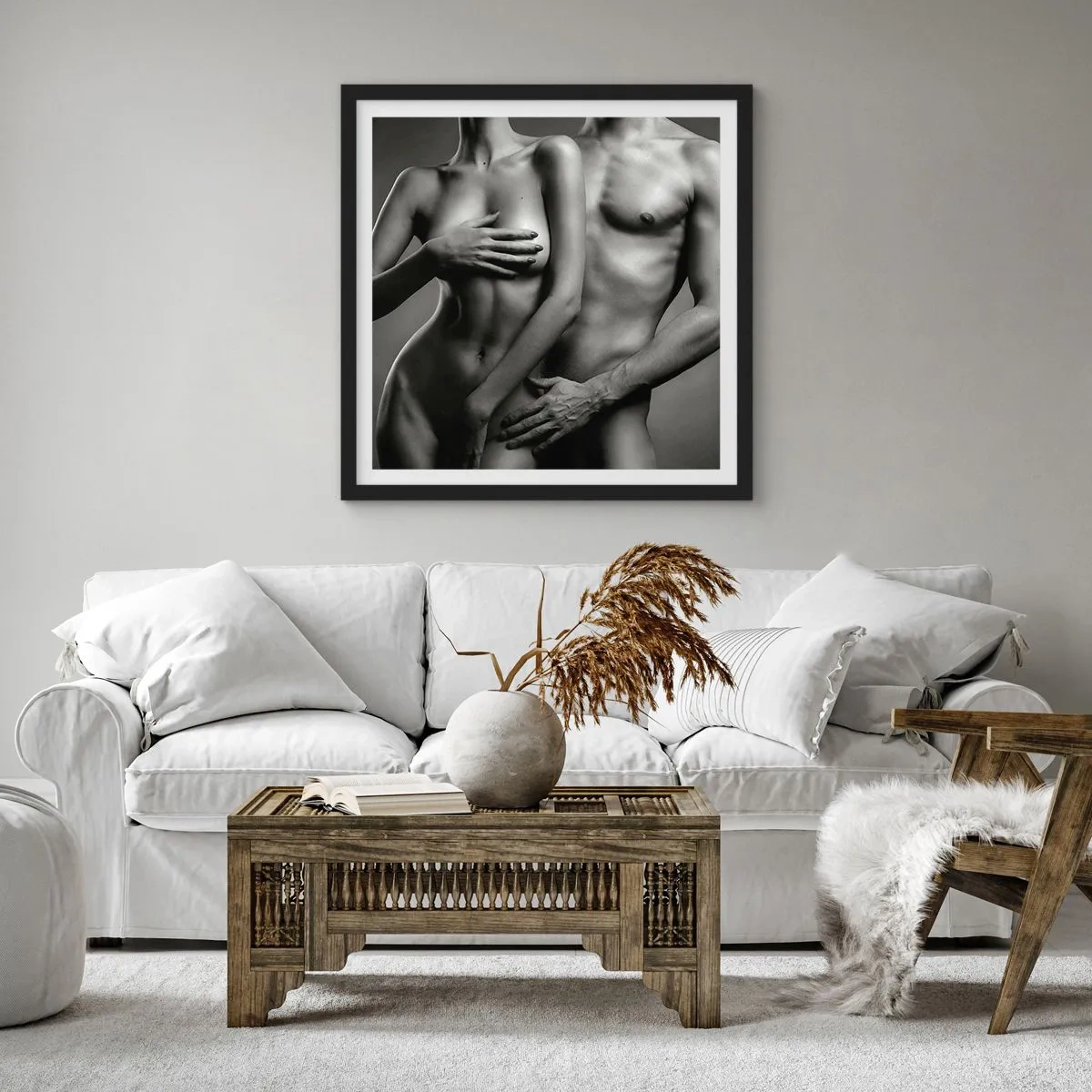 Plagát v čiernom ráme - Adam a Eva - 60x60 cm