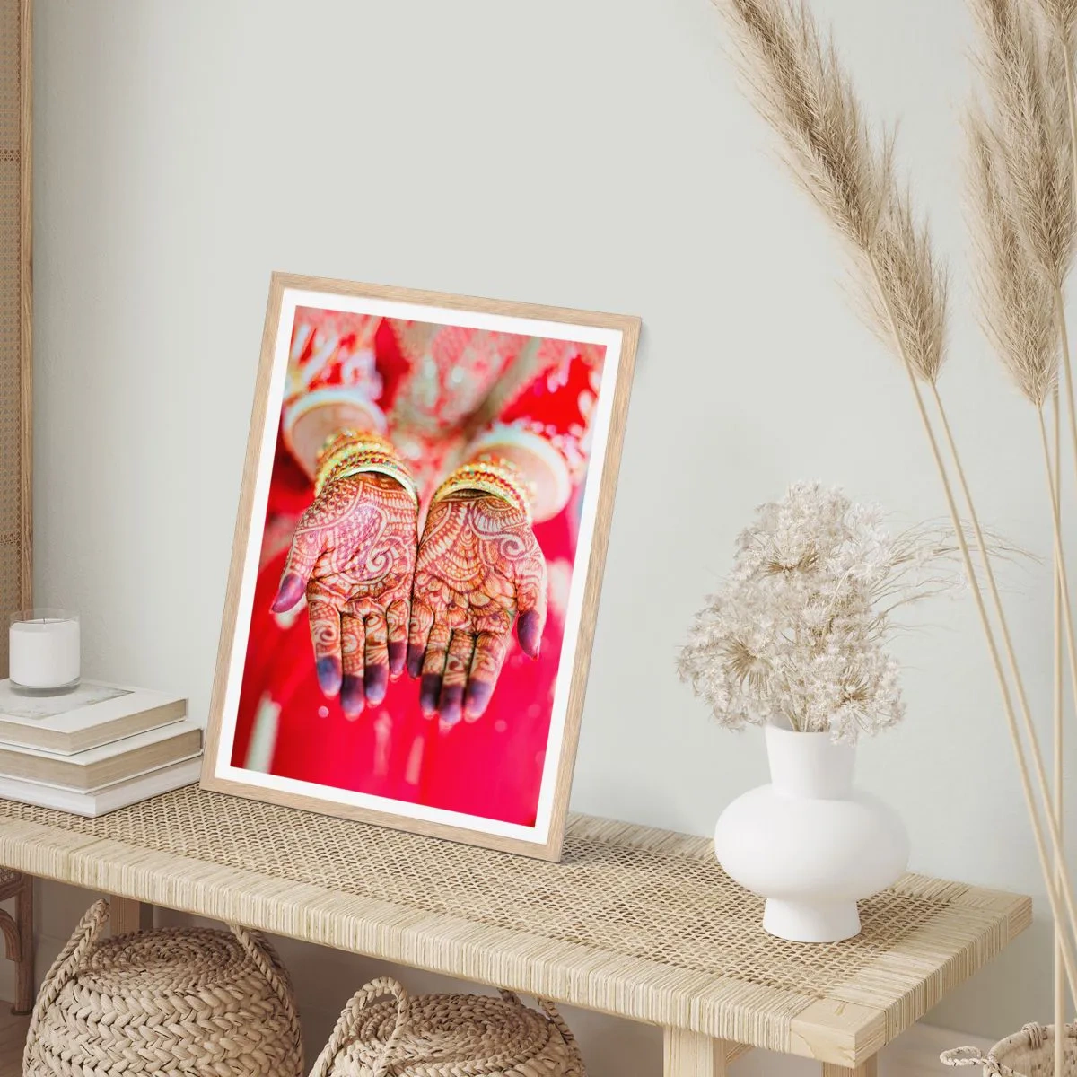 Plagát v ráme zo svetlého duba - Pripravená chytiť šťastie - 61x91 cm