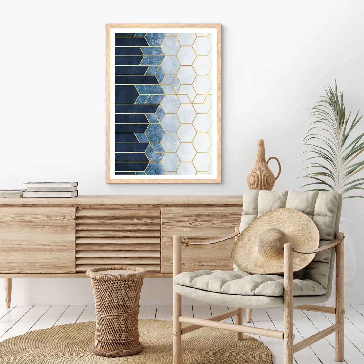 Plagát v ráme zo svetlého duba - Kompozícia v synkopickom rytme - 61x91 cm