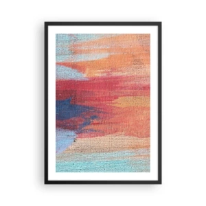 Plagát v čiernom ráme - Abstraktné ťahy farby v teplých a studených tónoch - 50x70cm - Stekať dúhou - Moderná nástenná dekorácia do obývacej izby a spálne ARTTOR