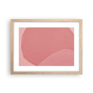 Plagát v ráme zo svetlého duba - Organická kompozícia v ružovej - 40x30 cm