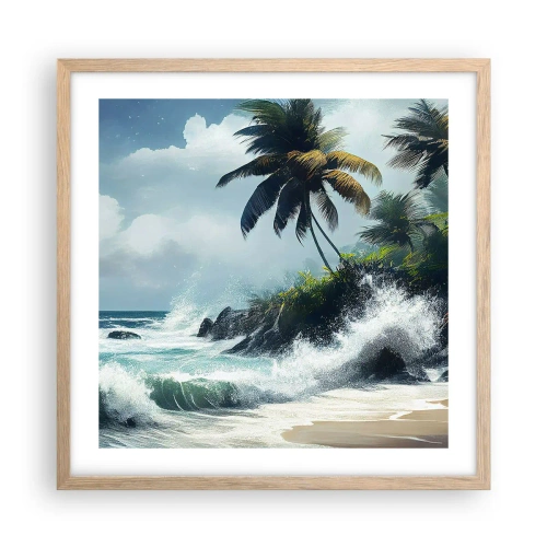 Plagát v ráme zo svetlého duba - Na tropickom pobreží - 50x50 cm