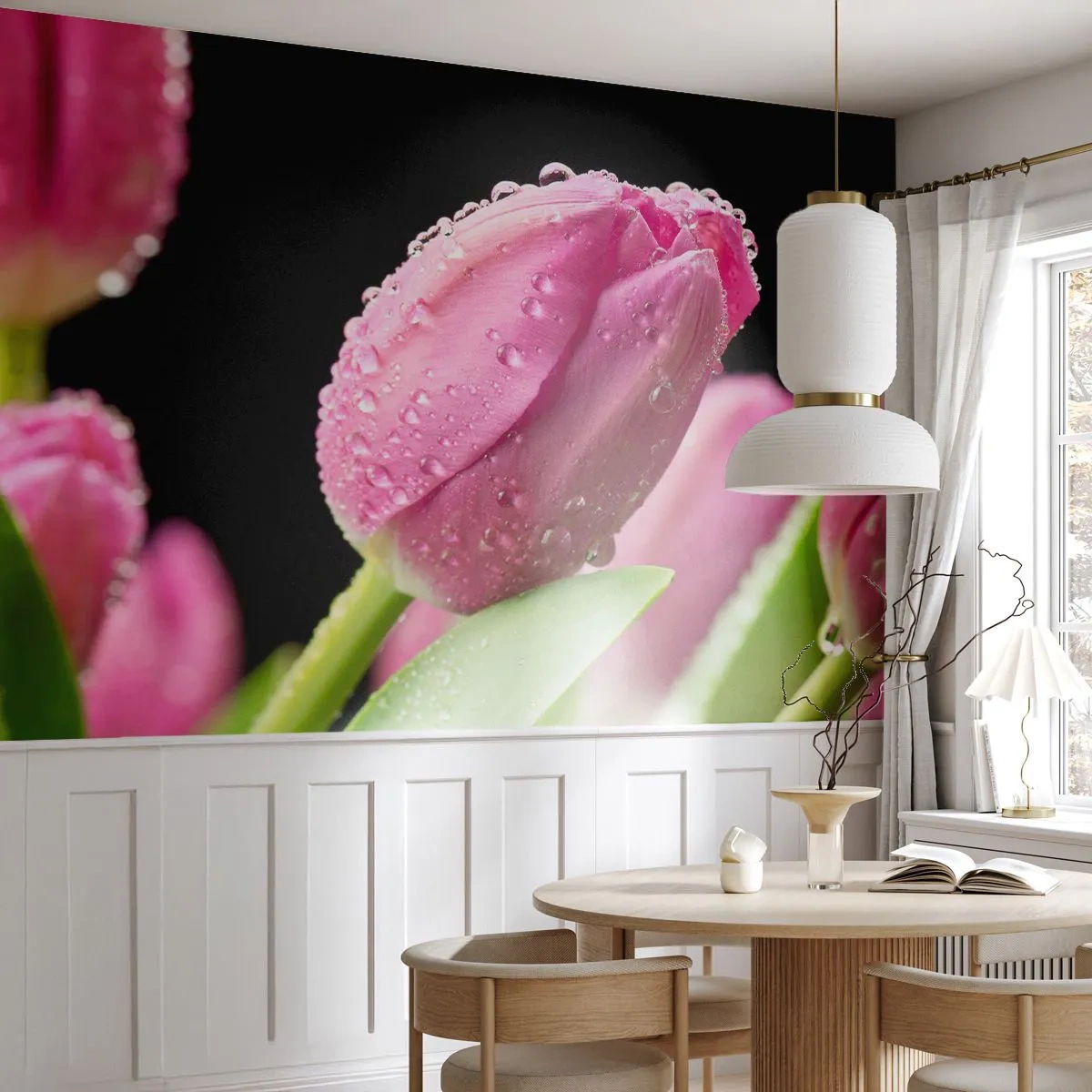 Samolepiaca Fototapeta Deluxe Sticker - Ľaliový sen v rose - Kvety, Tulipány, Kytica kvetov - 250x175 cm