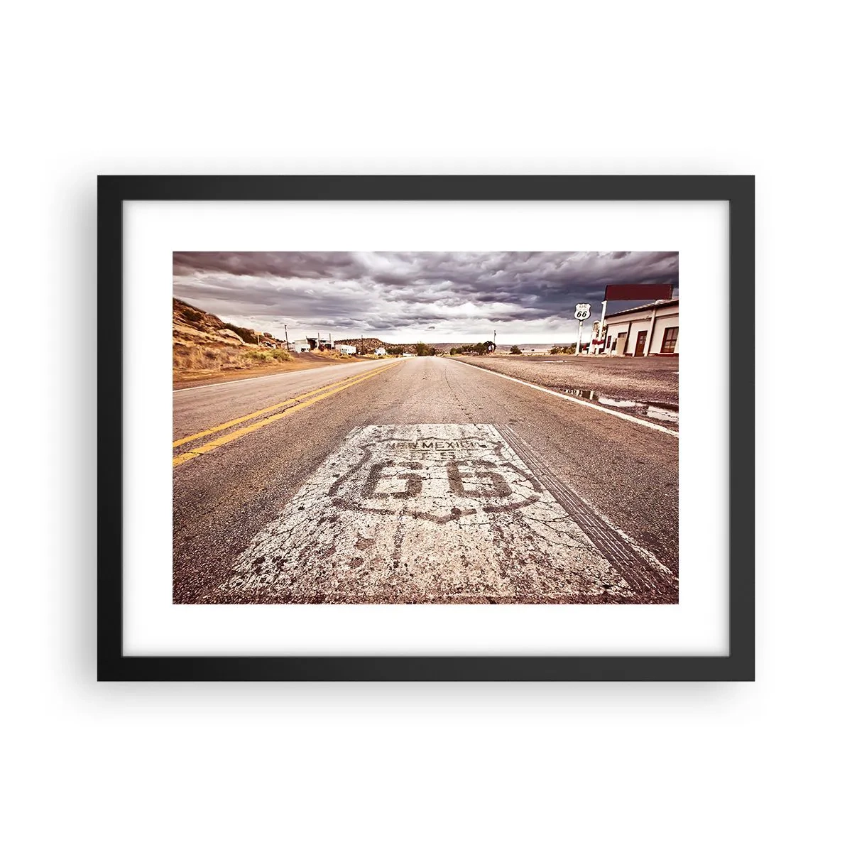 Plagát v čiernom ráme - Mother Road - americká legenda - 40x30 cm
