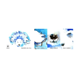 Vzorka samolepiacej fototapety Deluxe Sticker - Kráľ Arktídy s ľadovou korunou - Abstrakcia, Ľadový medveď, Antarktída - 100x30 cm