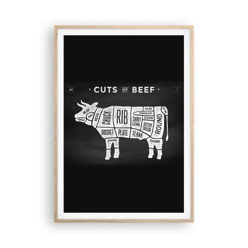 Plagát v ráme zo svetlého duba - Šlabikár mäsiara - 70x100 cm
