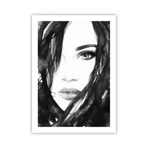 Plagát - Portrét dámy v čiernej a bielej - 50x70 cm
