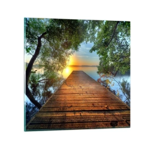 Obraz na skle - Neponáhľaj sa, posaď sa - 70x70 cm