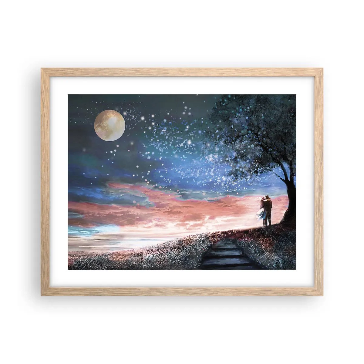 Plagát v ráme zo svetlého duba - Hviezdicovité predstavenie - 50x40 cm