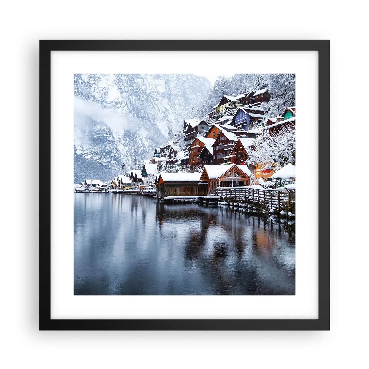 Plagát v čiernom ráme - V zimnej dekorácii - 40x40 cm