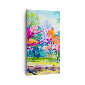 Obraz na plátne - Dúhová záhrada v jarnom lesku - 45x80 cm