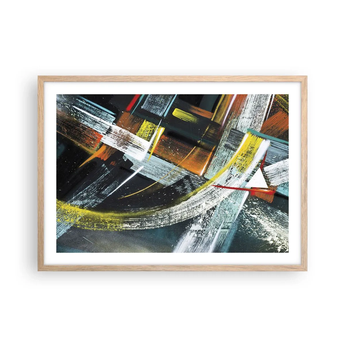 Plagát v ráme zo svetlého duba - Energia pohybu - 70x50 cm