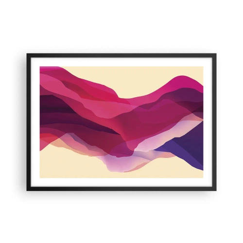Plagát v čiernom ráme - Fialové vlny - 70x50 cm