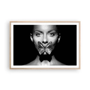 Plagát v ráme zo svetlého duba - Motýlí bozk - 91x61 cm