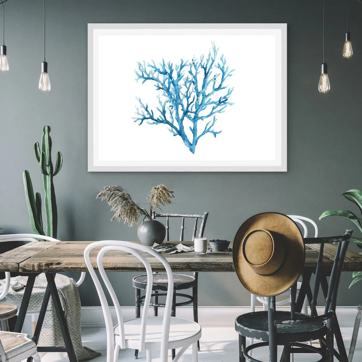 Plagát v bielom ráme - Morský filigrán - 100x70 cm