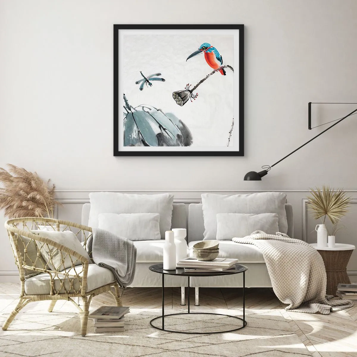 Plagát v čiernom ráme - Život lúky - 60x60 cm