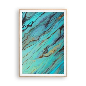 Plagát v ráme zo svetlého duba - Tyrkysový príliv - 70x100 cm