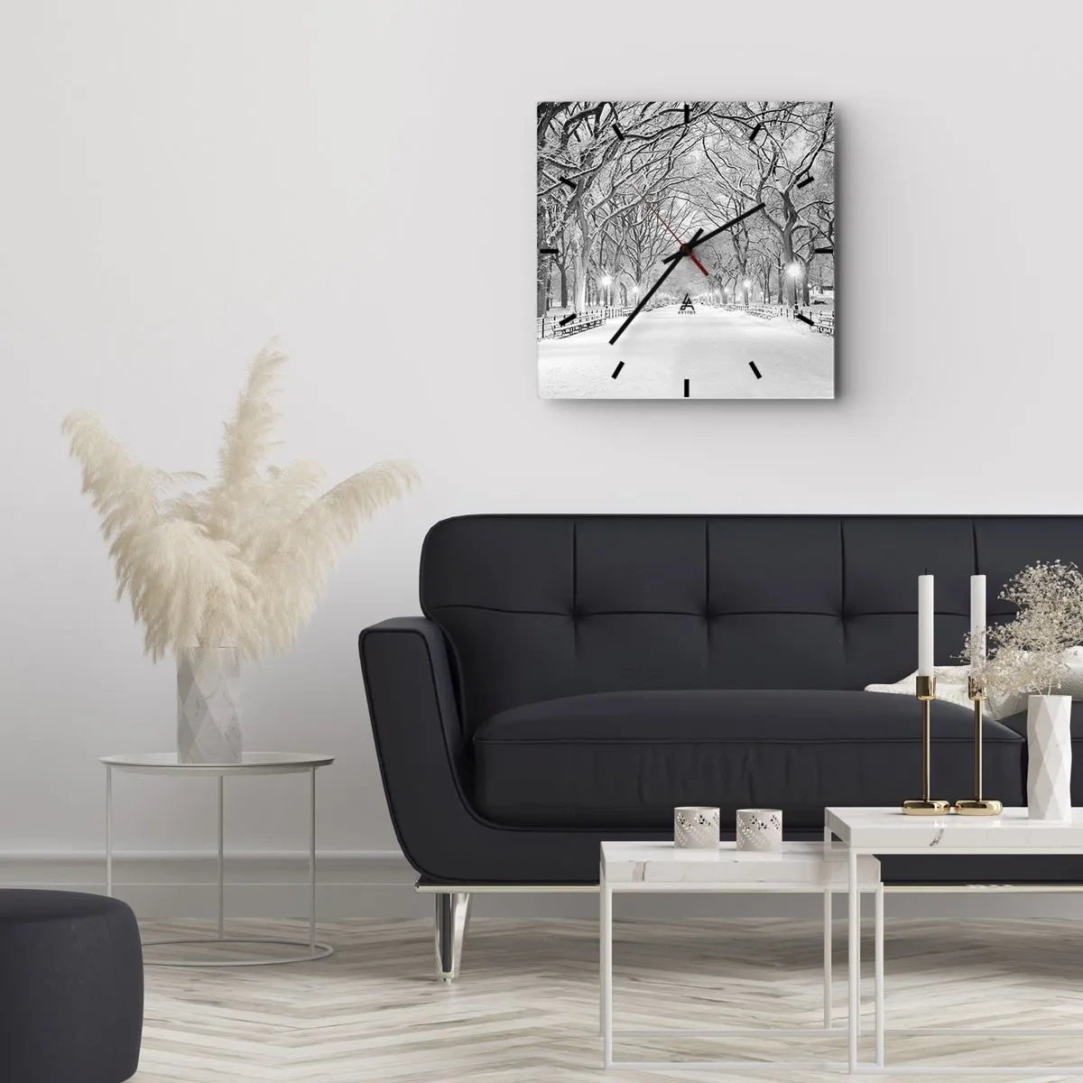 Nástenné hodiny - Štyri ročné obdobia – zima - 40x40 cm