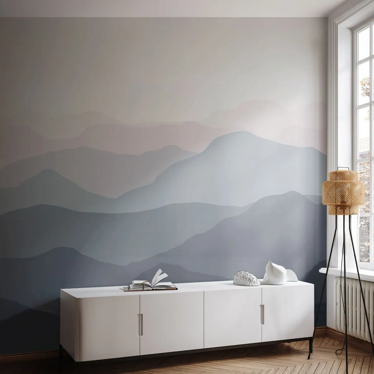 Fototapeta Premium Canvas - Vlny hôr - Abstrakcia, Grafika, hory - 200x140 cm