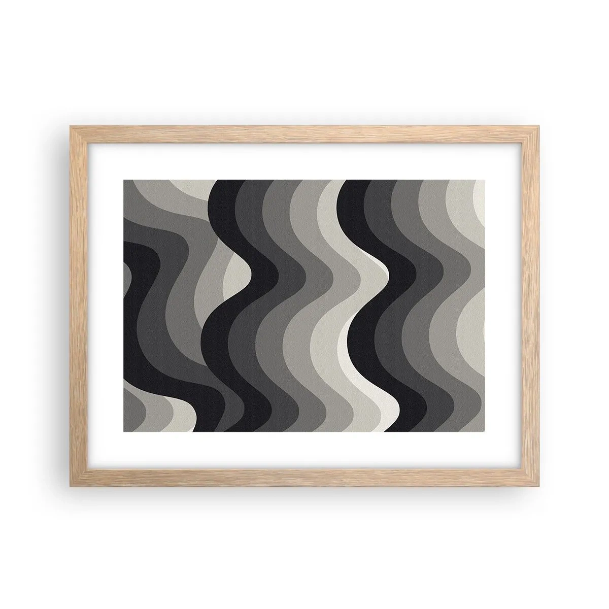 Plagát v ráme zo svetlého duba - Vlna za vlnou - 40x30 cm