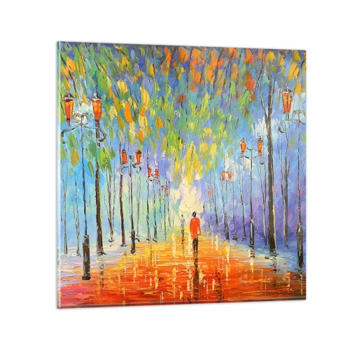 Obraz na skle - Nočná pieseň dažďa - 70x70 cm