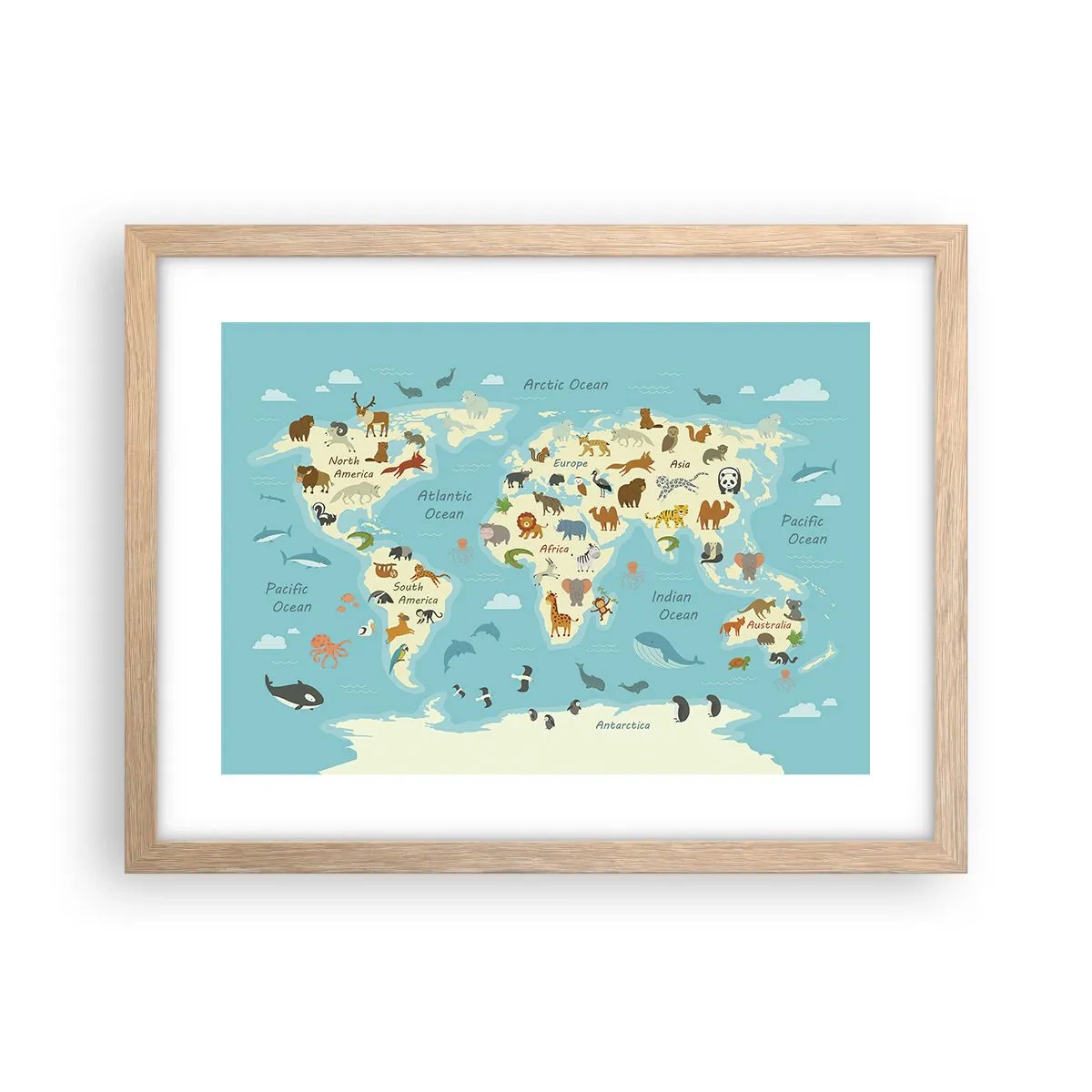 Plagát v ráme zo svetlého duba - Dobrí susedia - 40x30 cm