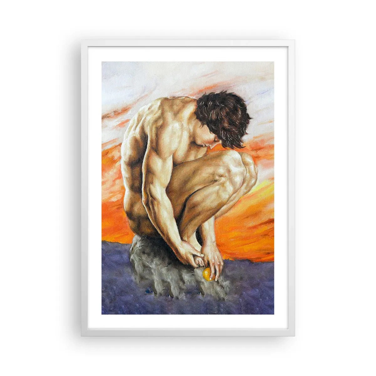 Plagát v bielom ráme - Ponorený do seba - 50x70 cm