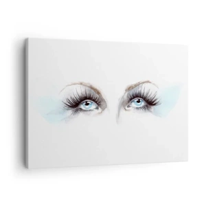 Obraz na plátne - Akvarel s modrými očami a jemnými akcentmi - 70x50cm - Oči anjela? - Moderná nástenná dekorácia do obývacej izby a spálne ARTTOR