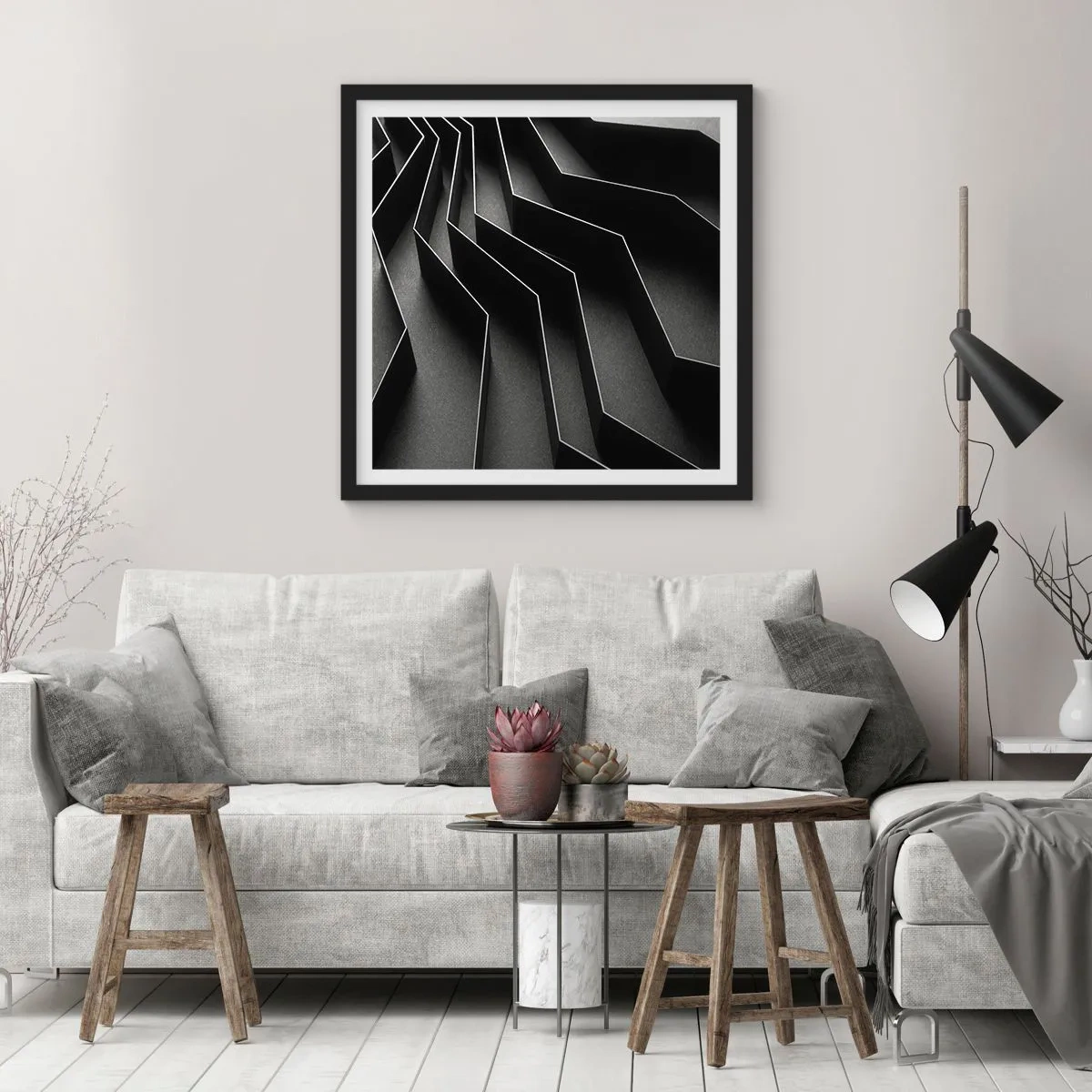 Plagát v čiernom ráme - Priestorový poriadok - 40x40 cm