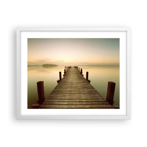 Plagát v bielom ráme - Úsvit, svitanie, svetlo - 50x40 cm