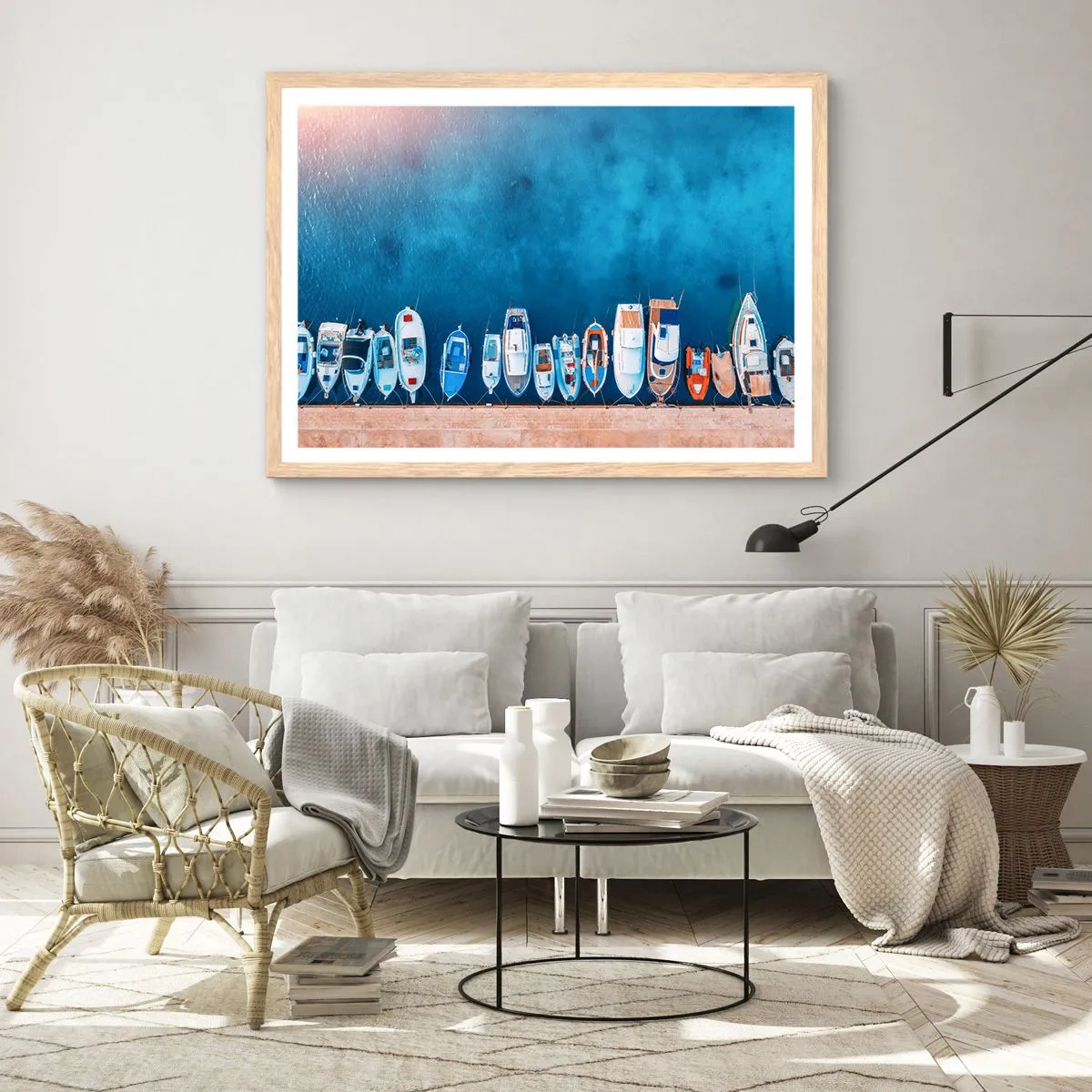 Plagát v ráme zo svetlého duba - V rade za sebou - 91x61 cm