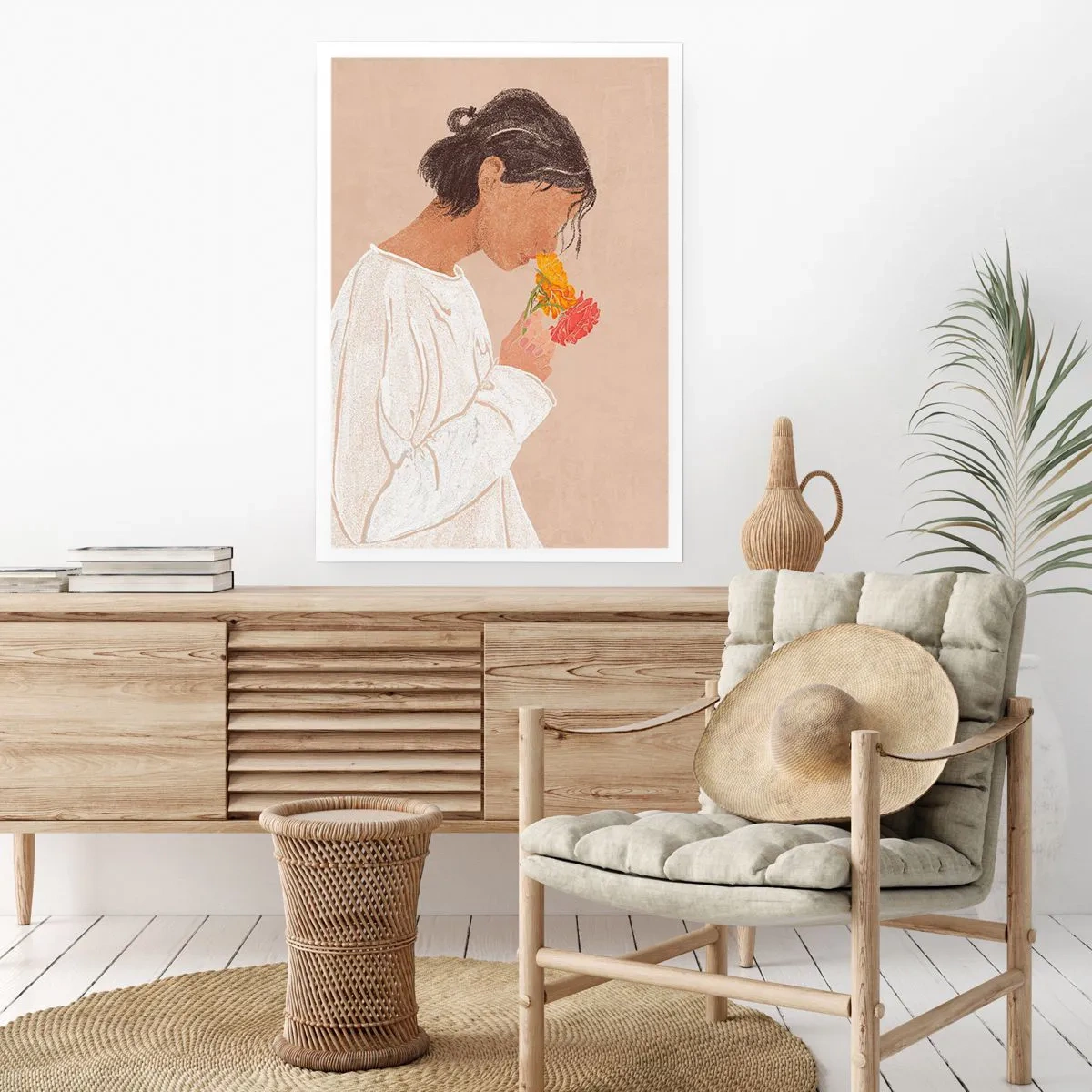 Plagát - Dievča a kvety - 50x70 cm