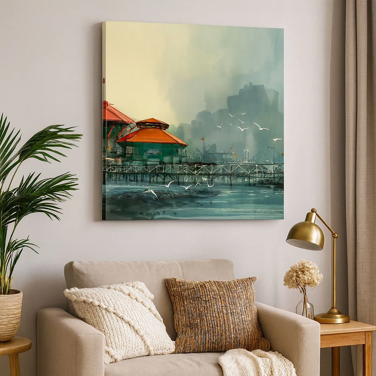 Obraz na plátne - Slnečný deň v prístave - 30x30 cm