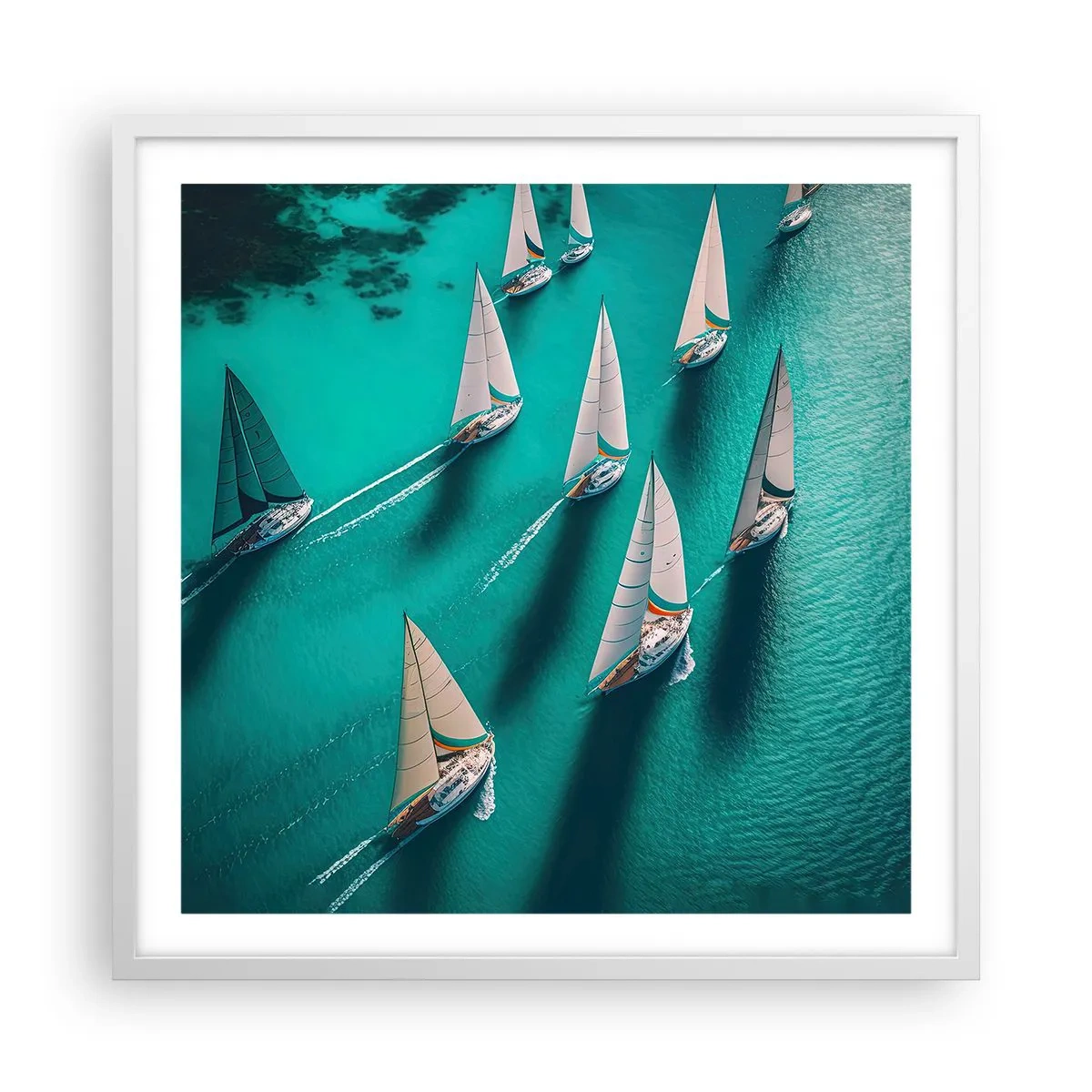 Plagát v bielom ráme - Zápasenie s vetrom - 60x60 cm