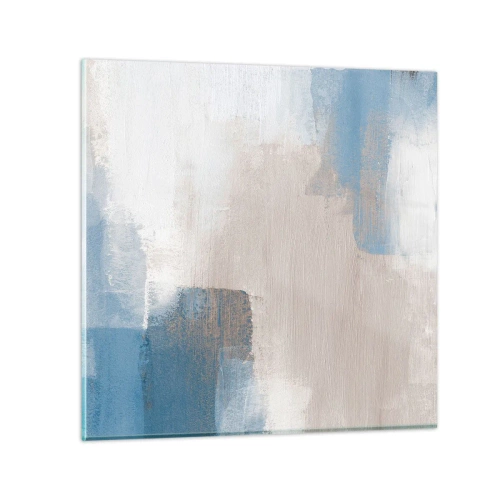 Obraz na skle - Ružová abstrakcia za modrým závojom - 60x60 cm