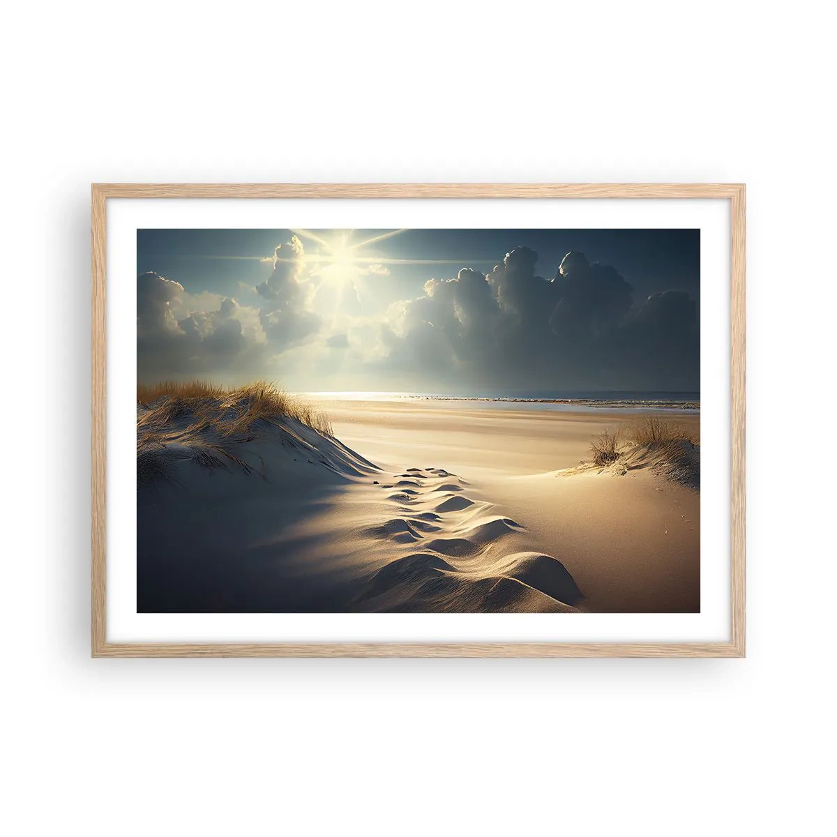 Plagát v ráme zo svetlého duba - Upokojujúca krajina - 70x50 cm