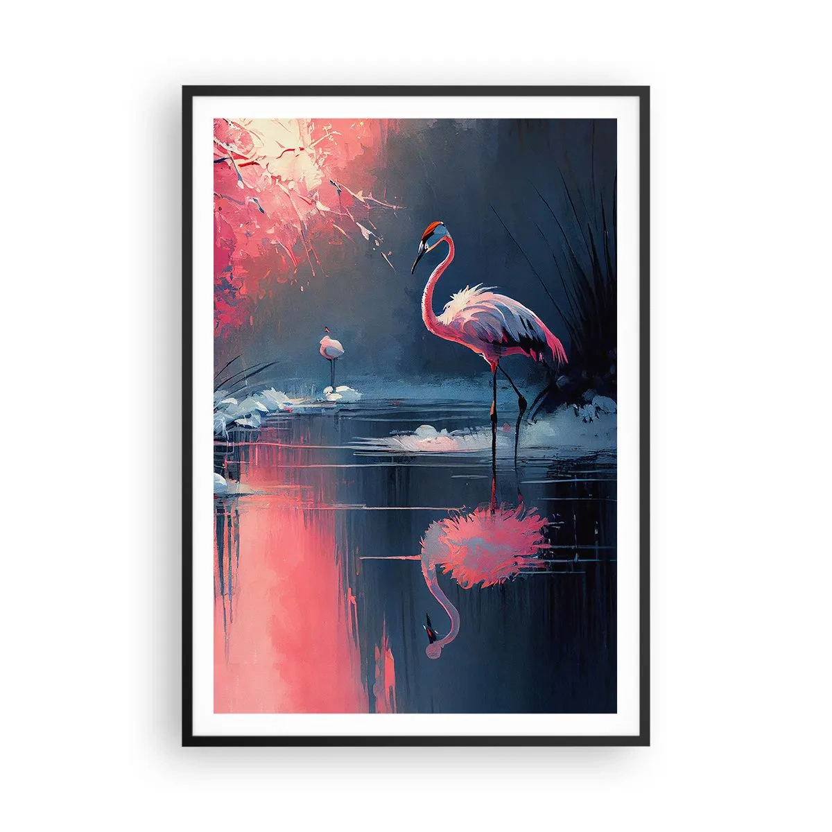 Plagát v čiernom ráme - Vtáčie útočisko - 70x100 cm