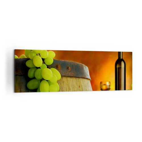 Obraz na plátne - Zátišie s fľašou vína a hroznom - 160x50 cm