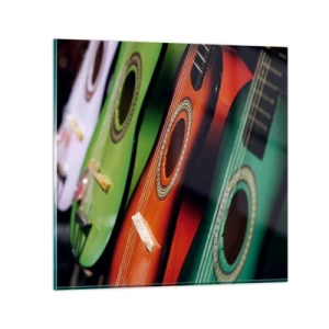 Obraz na skle - Gitara má veľa farieb - 30x30 cm