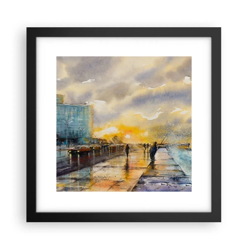 Plagát v čiernom ráme - Život na pobreží - 30x30 cm