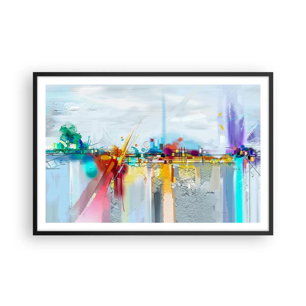 Plagát v čiernom ráme - Most radosti nad riekou života - 91x61 cm