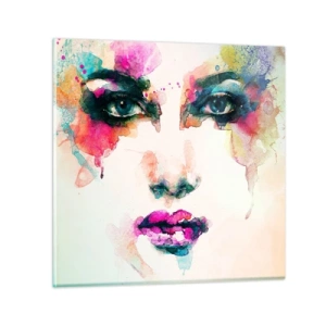Obraz na skle - Portrét maľovaný dúhou - 70x70 cm