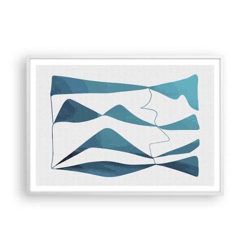 Plagát v bielom ráme - Abstrakcia: tyrkysový vzťah - 100x70 cm