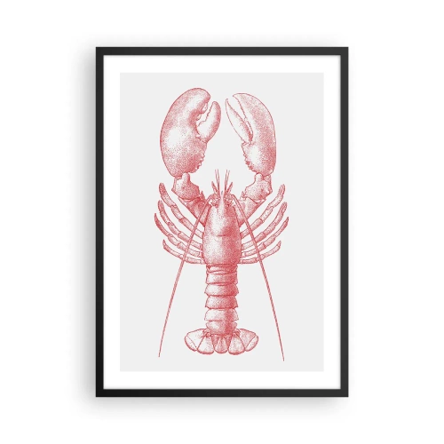 Plagát v čiernom ráme - Vintage kresba homára na svetlom pozadí - 50x70cm - Homár hodný Homéra - Moderná nástenná dekorácia do obývacej izby a spálne ARTTOR